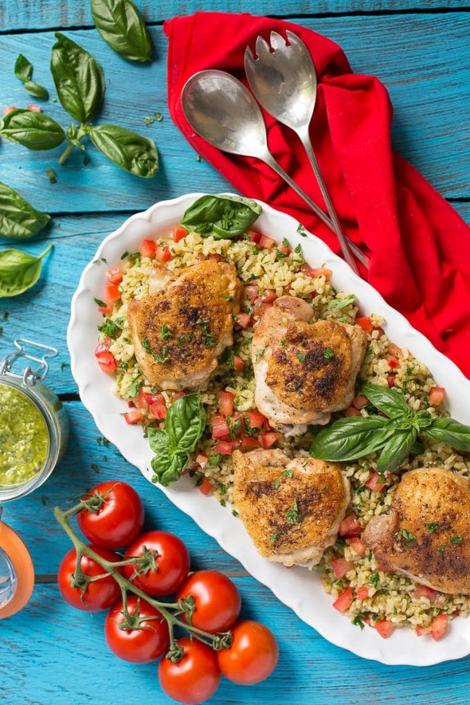 Easy One Pot Chicken & Tomato Basil Risotto Recipe